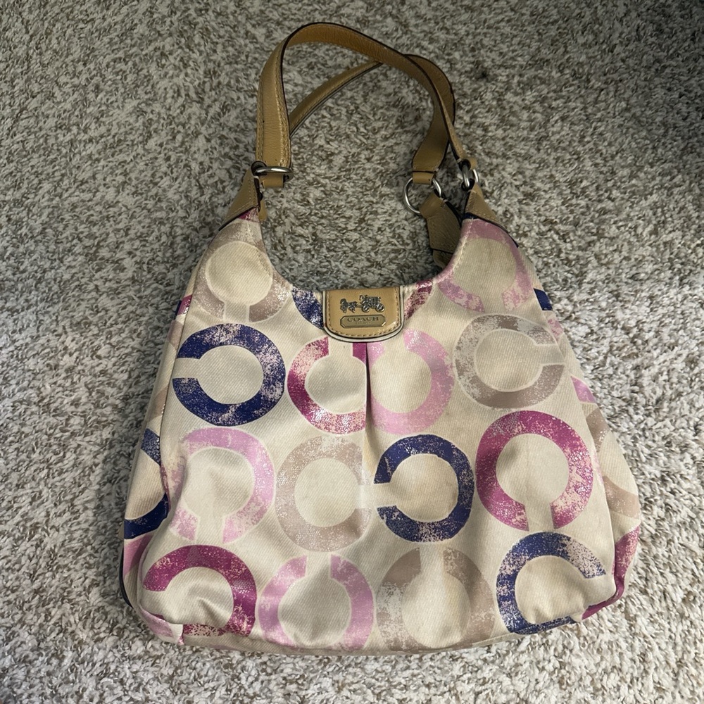 Coach Beige and Pink Patterned Women's Bag